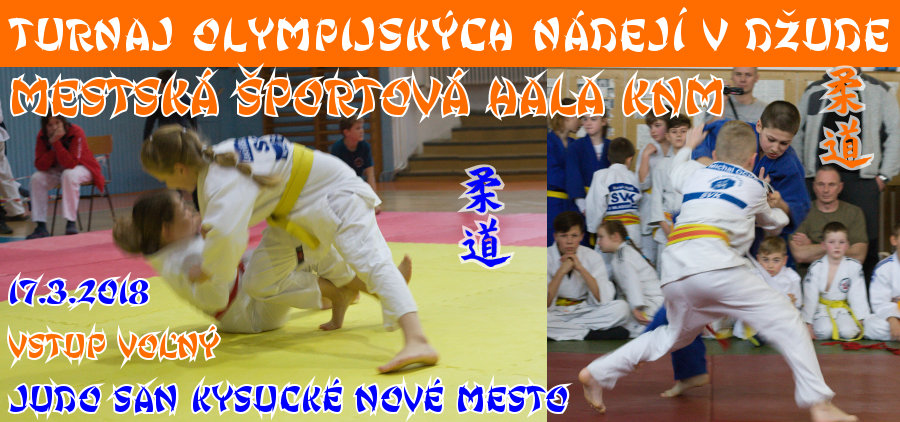 Plagát: Turnaj olympijských nádejí v Jude oblasť Sever, 2. kolo, 43. ročník, 17.3.2018, Mestská športová hala Kysucké Nové Mesto