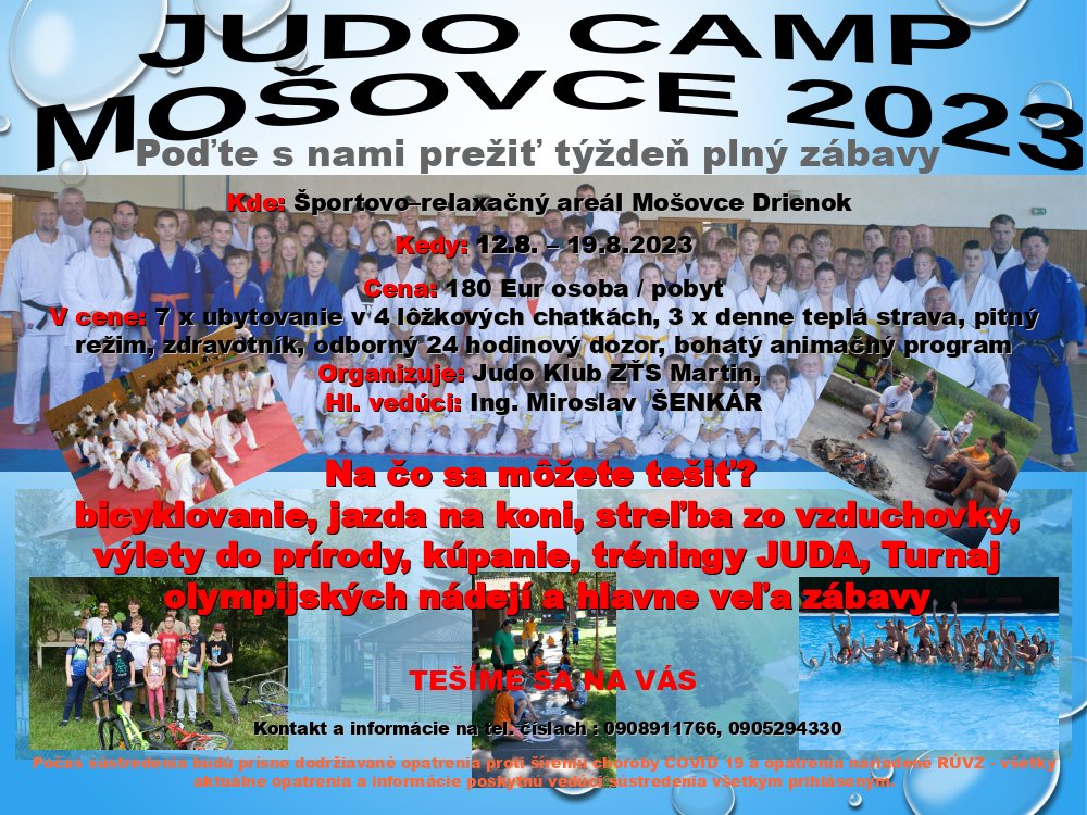 Pozvánka na Judo Camp Mošovce